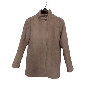J. Crew Women's Wool Blend Coat Size 8 Beige Stand Collar‎ Button Front